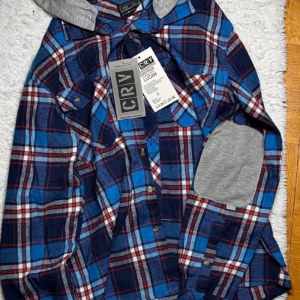 CRV ruudullinen huppupaita sininen